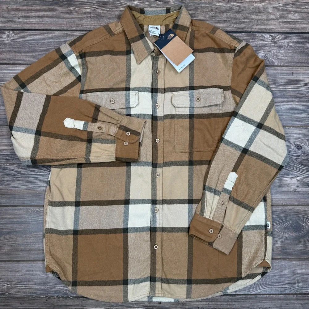 The North Face Mens Arroyo Flannel Utility Brown Plaid Shirt Size XL NEW